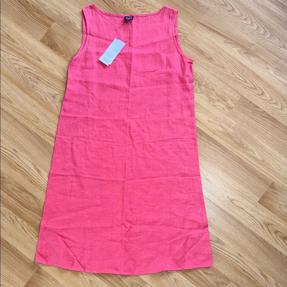 NWT Eileen Fisher Sleeveless Pink Shift Dress Linen Small